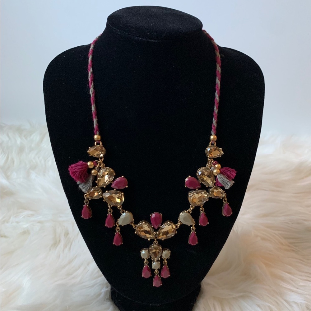 J. Crew Gemstone Petal Tassels Necklace